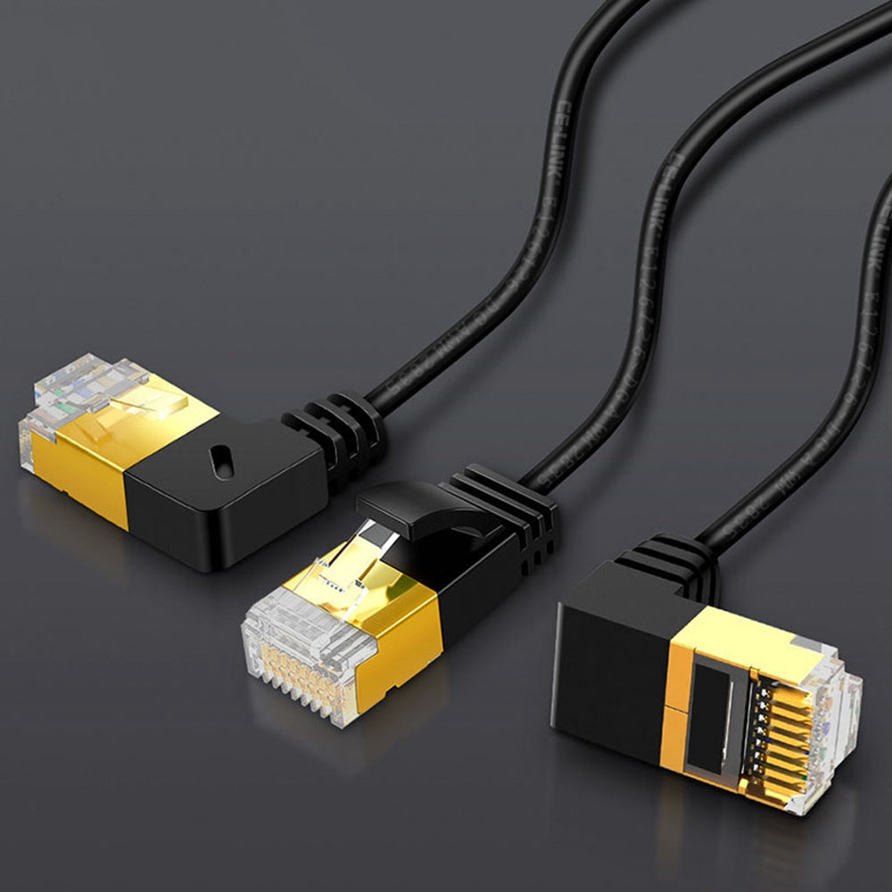 Cablecreation CL0257 1.8m 90 Degree Gold Plated RJ45 LAN Cable Cat7 Gigabit Ethernet Cable 10Gbps Shielded Internet Network Patch Cord - Down Angle