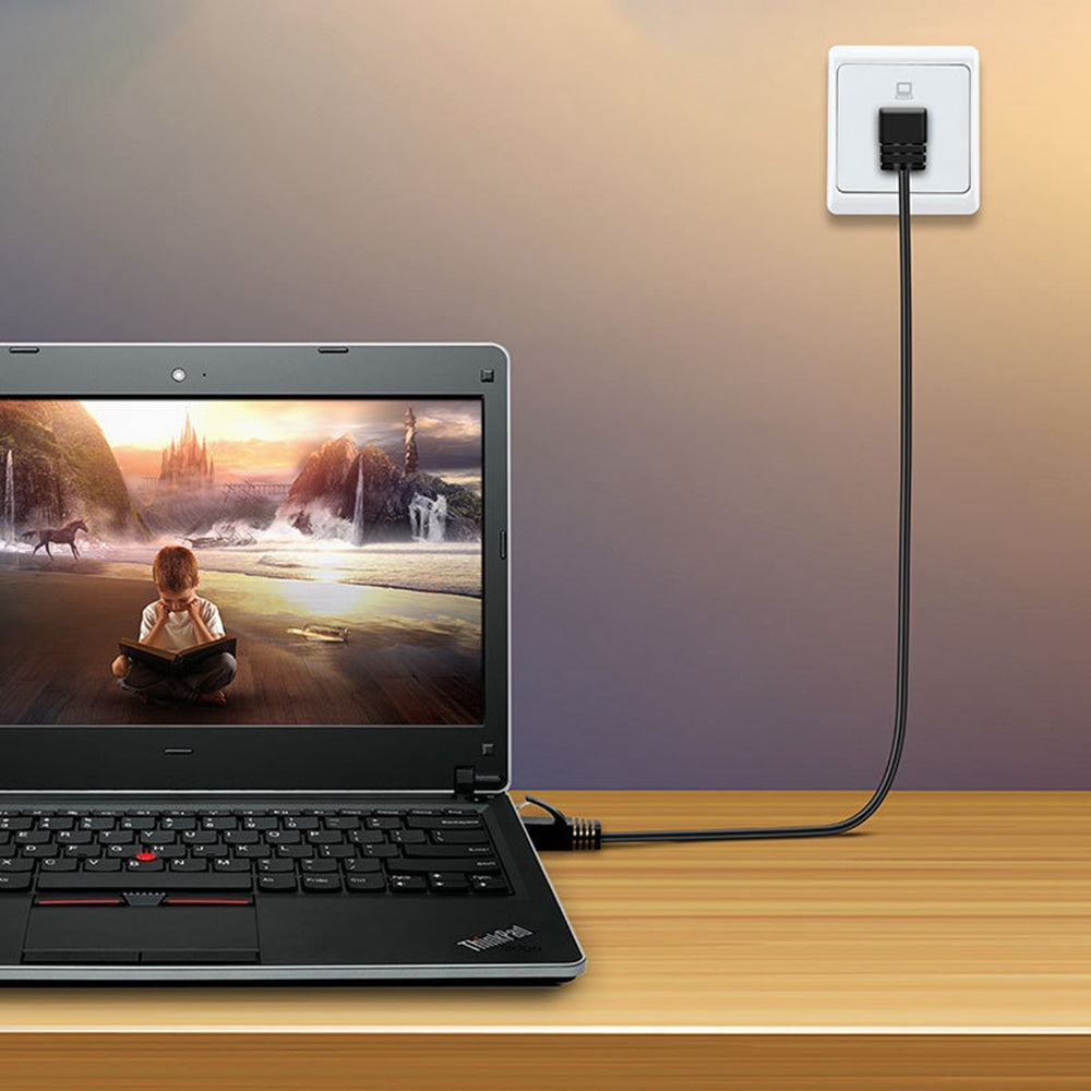 Cablecreation CL0257 3m High Speed Cat7 Ethernet Cable 90 Degree Gigabit RJ45 LAN Cable 10Gbps Shielded Internet Network Patch Cord - Down Angle