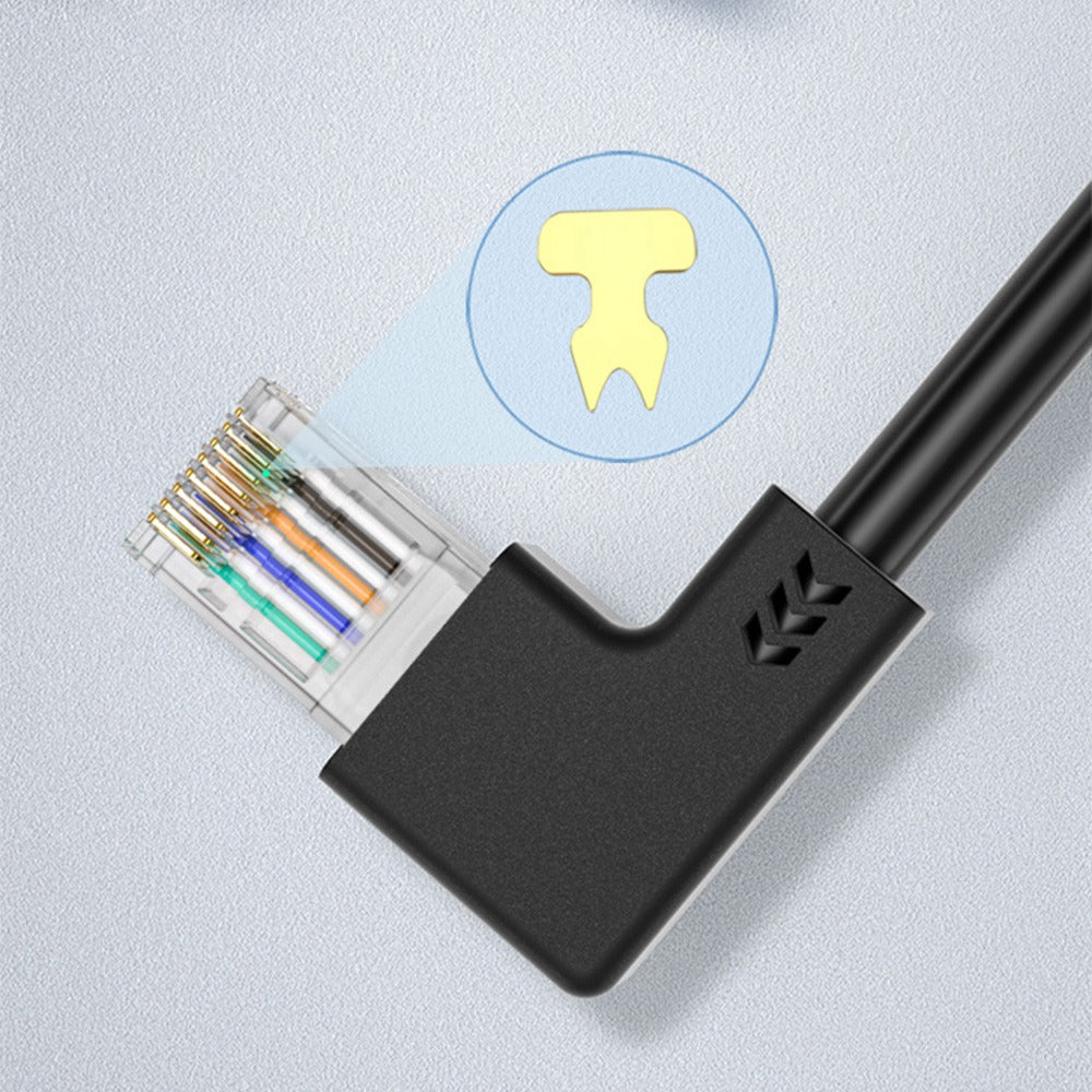 Cablecreation 3m Cat6 Ethernet Cable 90 Degree Gigabit LAN Cable 10Gbps RJ45 Connector Internet Network Patch Cord - Left Angle