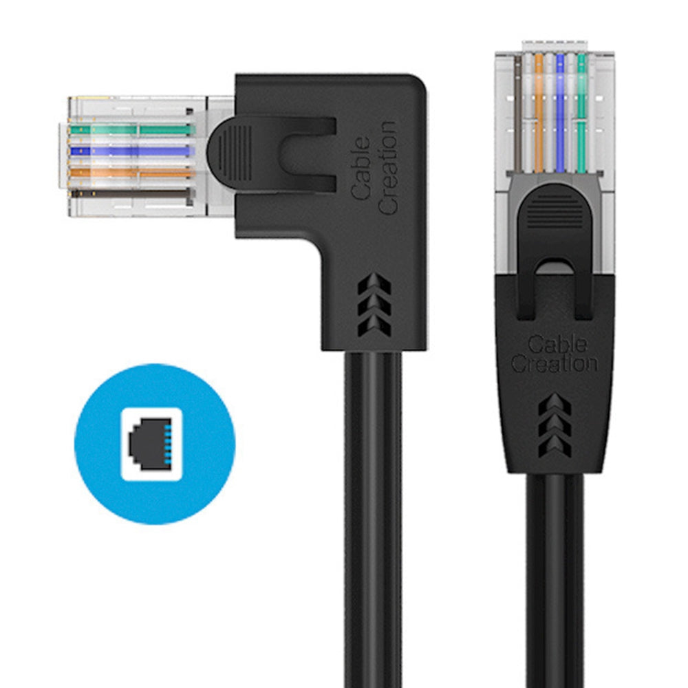 Cablecreation 1.8m 10Gbps High Speed Cat6 Ethernet Cable Gigabit LAN Cable RJ45 Connector Internet Network Patch Cord - Left Angle