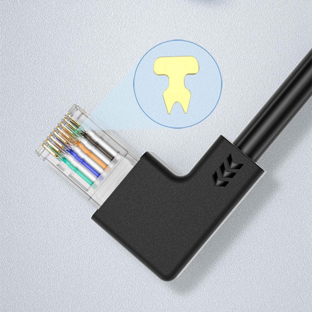 Cablecreation 1m Elbow Design Network Wire, Cat6 Ethernet Cable Gigabit LAN Cable 10Gbps RJ45 Connector Internet Patch Cord - Down Angle