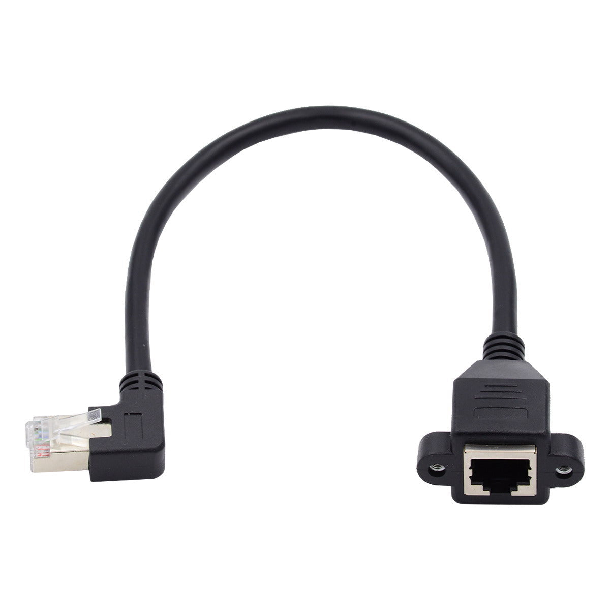 UT-011-LE 0.3m Left Angled 90 Degree 8P8C FTP STP UTP Cat6 Male to Female Cord LAN Ethernet Network Extension Cable