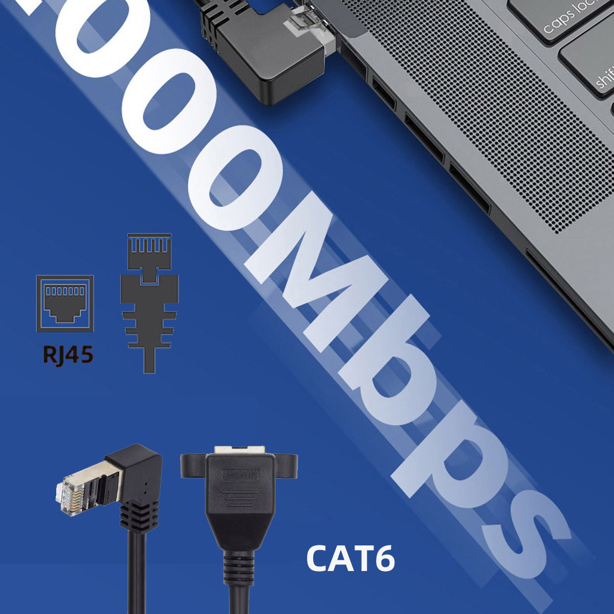 UT-011-LE 0.3m Left Angled 90 Degree 8P8C FTP STP UTP Cat6 Male to Female Cord LAN Ethernet Network Extension Cable