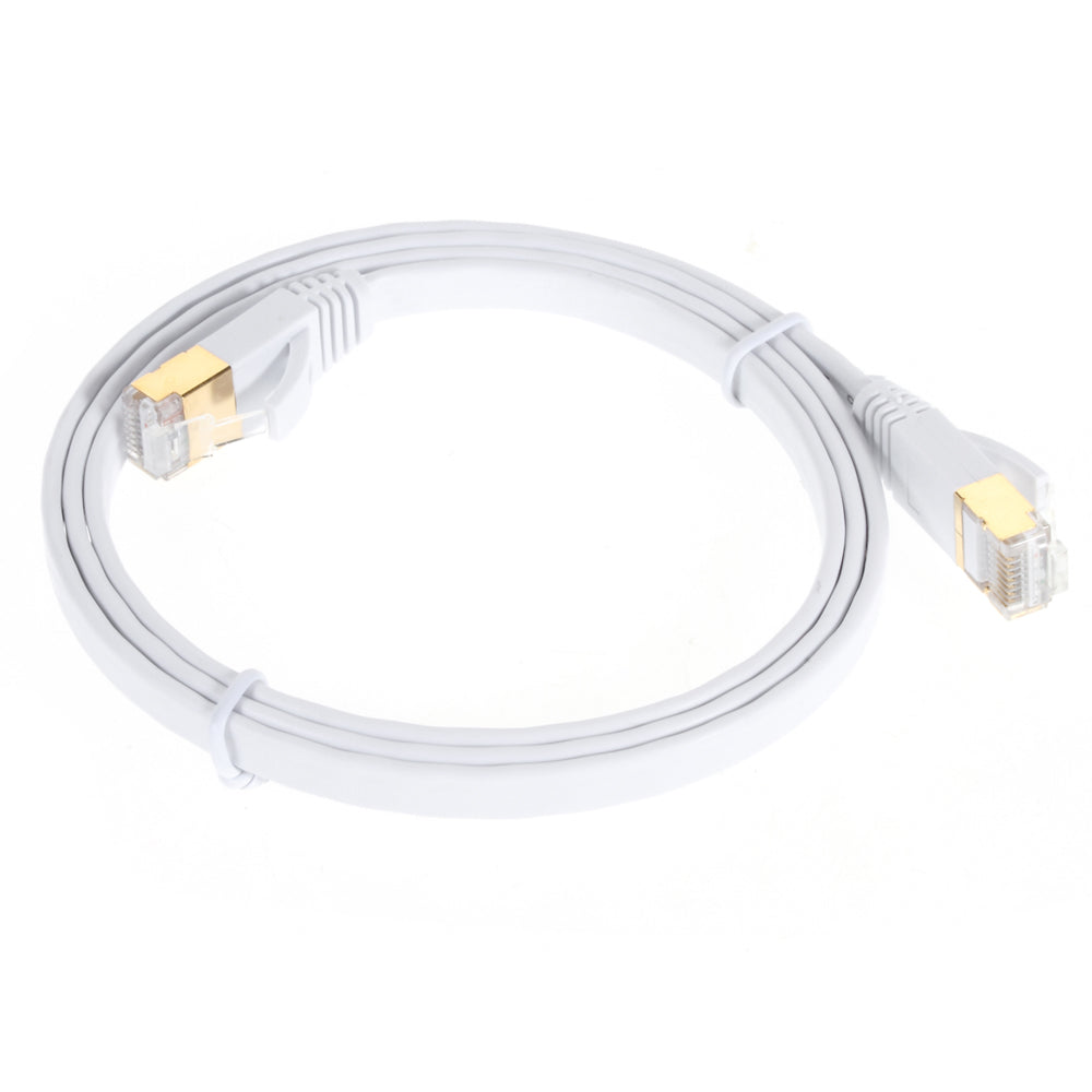 2m CAT-7 10Gbps Flat Ethernet Patch Cable RJ45 LAN Gigabit Network Cord - White