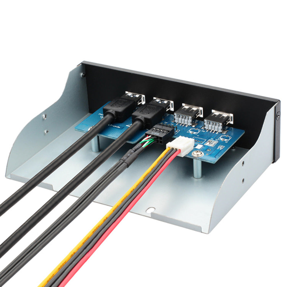 5.25 Inch 5Gbps Data Transfer Expansion Board Computer Case Front Panel with 2-port USB 3.0 and 2-port USB 2.0 - Black