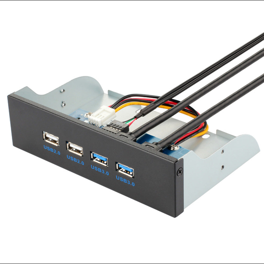 5.25 Inch 5Gbps Data Transfer Expansion Board Computer Case Front Panel with 2-port USB 3.0 and 2-port USB 2.0 - Black