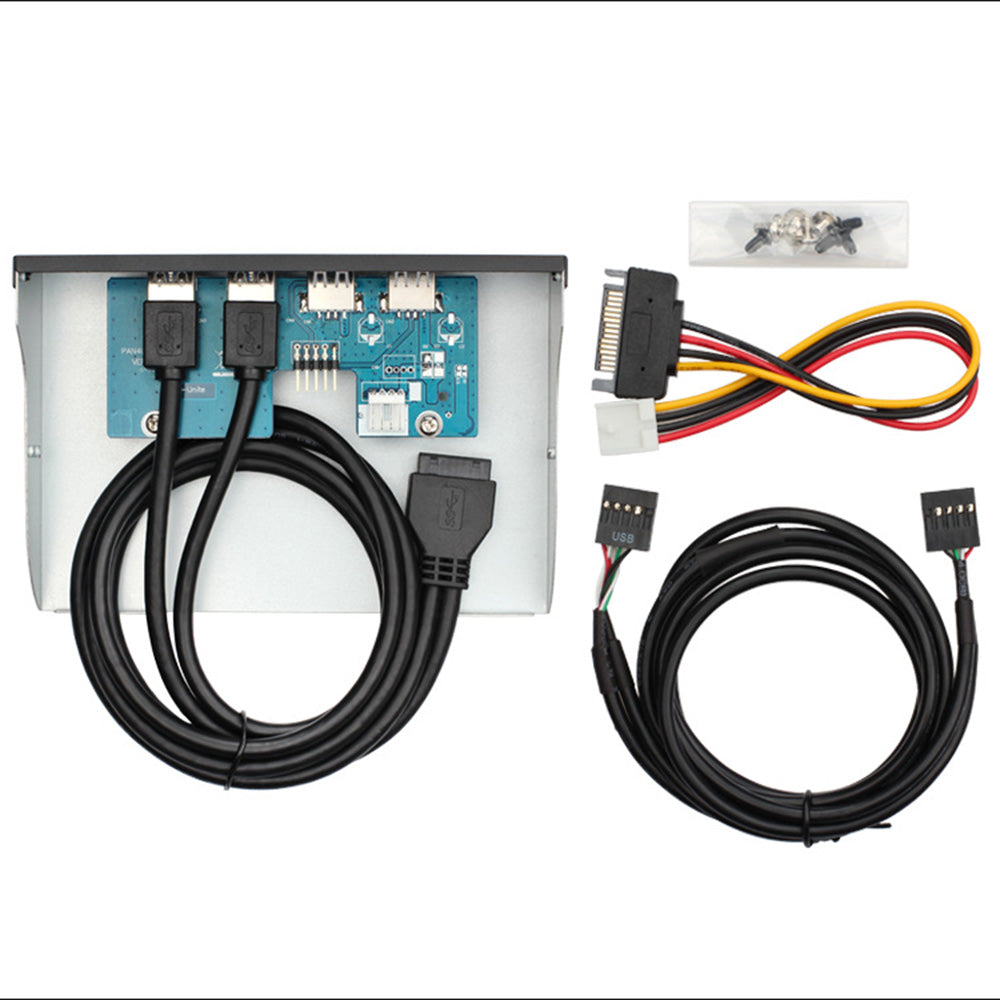 5.25 Inch 5Gbps Data Transfer Expansion Board Computer Case Front Panel with 2-port USB 3.0 and 2-port USB 2.0 - Black