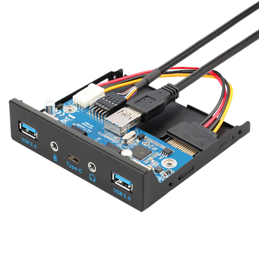 3.5 Inch USB Type-C HD Audio USB3.0 Front Panel Computer Case Accessories - Black