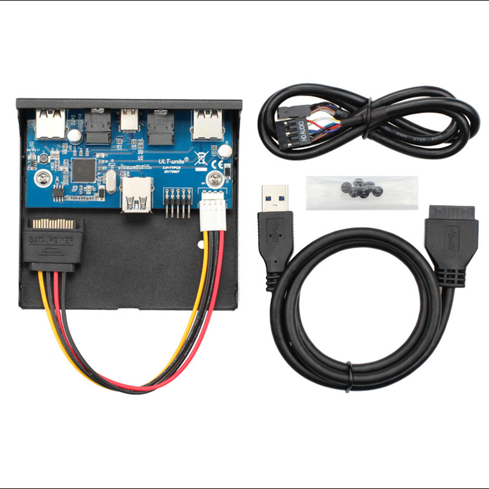 3.5 Inch USB Type-C HD Audio USB3.0 Front Panel Computer Case Accessories - Black