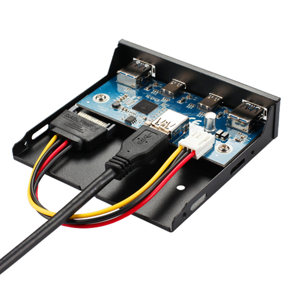 3.5 Inch Extension Board Computer Case Front Panel with 2-port USB 3.0 Type A 2-port USB Type C - Black