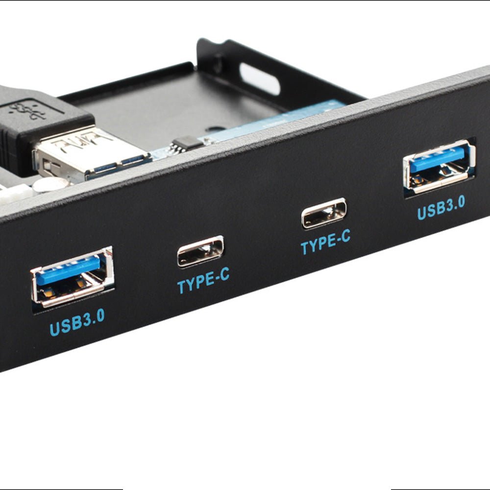 3.5 Inch Extension Board Computer Case Front Panel with 2-port USB 3.0 Type A 2-port USB Type C - Black