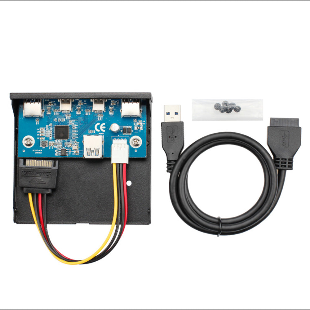 3.5 Inch Extension Board Computer Case Front Panel with 2-port USB 3.0 Type A 2-port USB Type C - Black