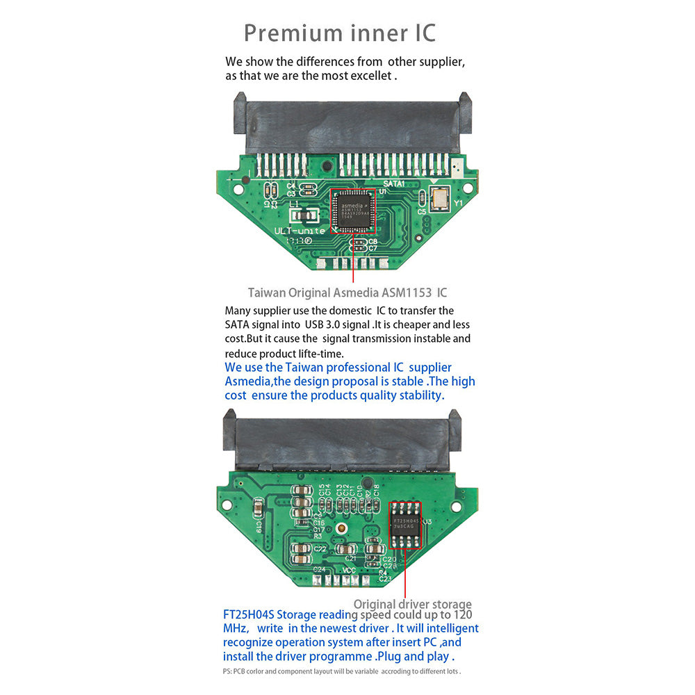 USB 3.0 to Sata 22-pin Adapter Cable Nickel-plated Connector Cord for 2.5 Inch HDD SSD (0.15m) - Black