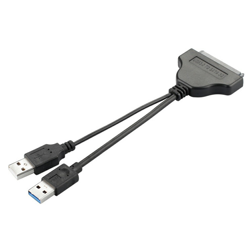 USB3.0+USB2.0 to SATA7+15 Adapter Cable Gold-plated Converter Cord for 2.5-inch HDD SSD (0.15m) - Black