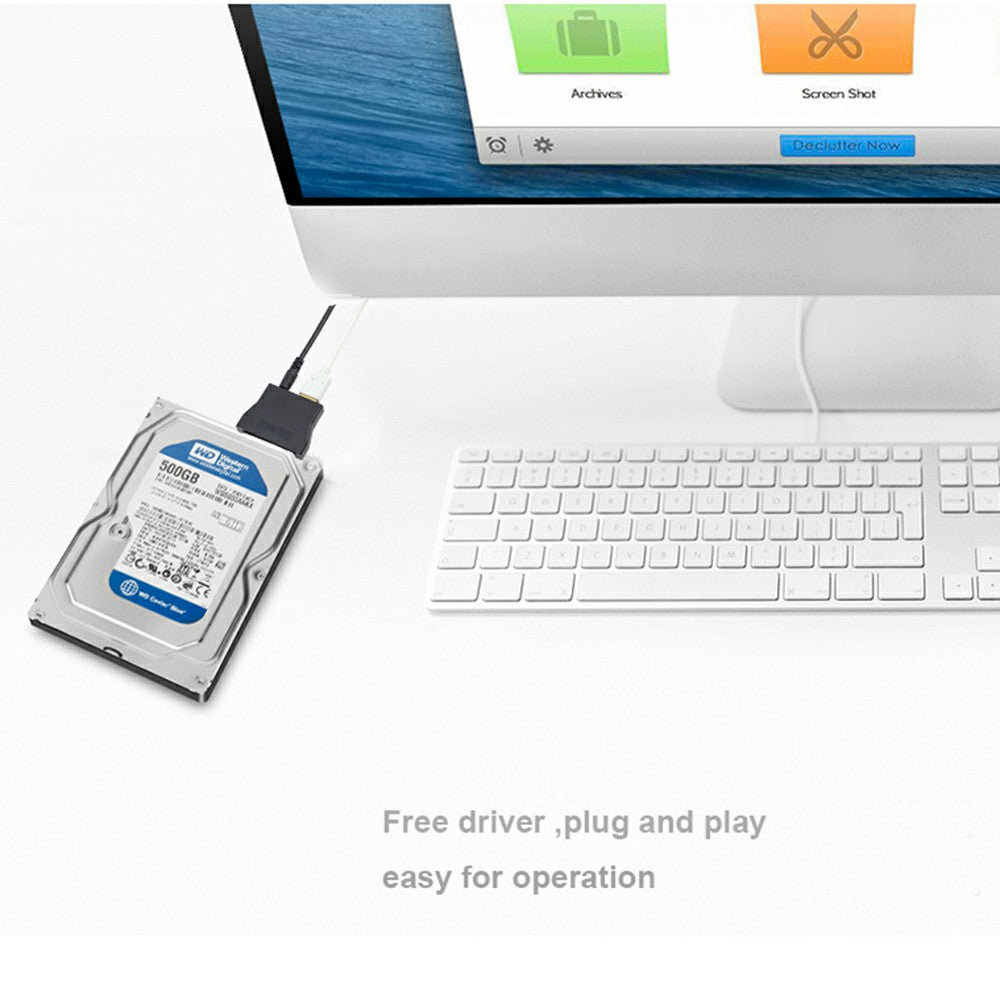 USB3.0+USB2.0 to SATA7+15 Adapter Cable Gold-plated Converter Cord for 2.5-inch HDD SSD (0.15m) - Black