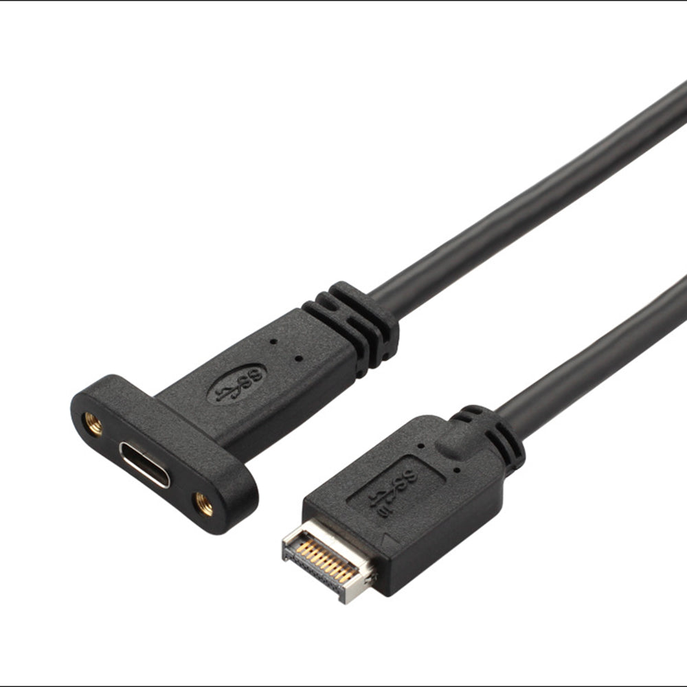 USB3.1 Type-E Male to Type-C Female Adapter High-speed Transmission Cable with Slot Panel Screw