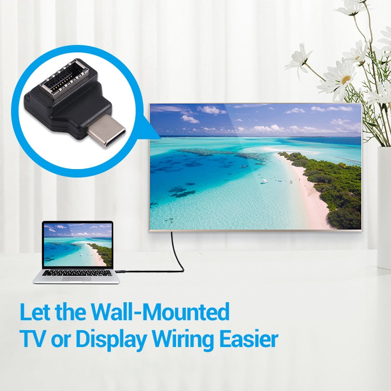 Type E Female to Type-C Male Converter 90 Degree Elbow Extension Adapter for PC Motherboard