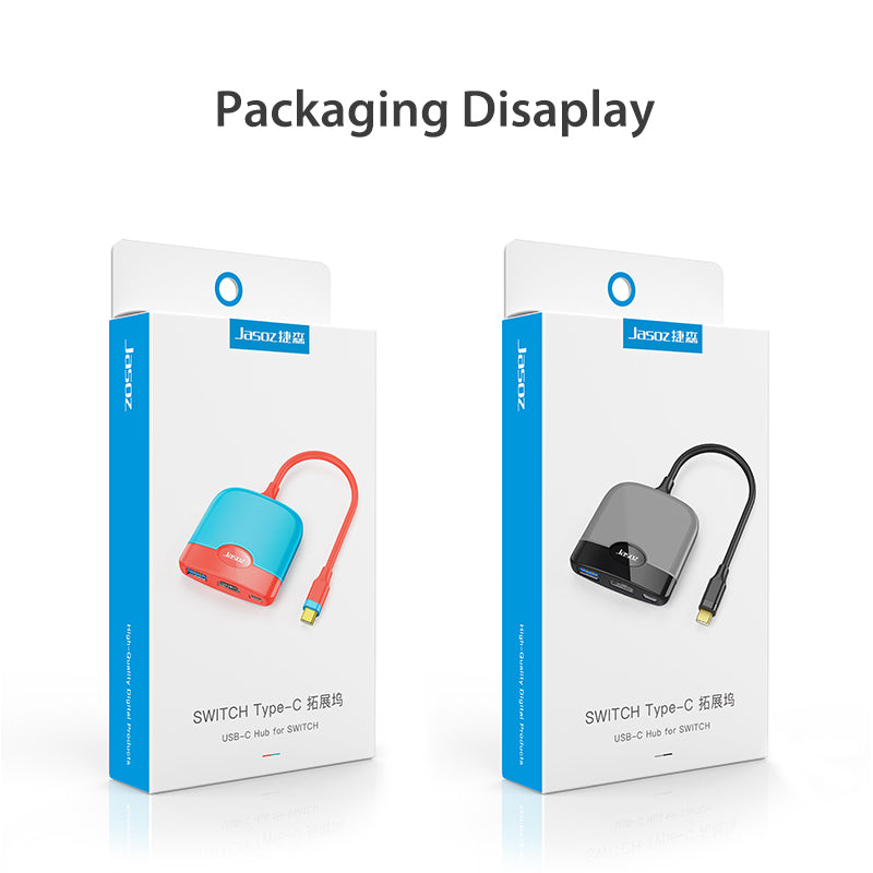 JASOZ H106 3-in-1 Type-C Hub HDMI PD USB3.0 Adapter Dock Station for Nintend Switch - Red