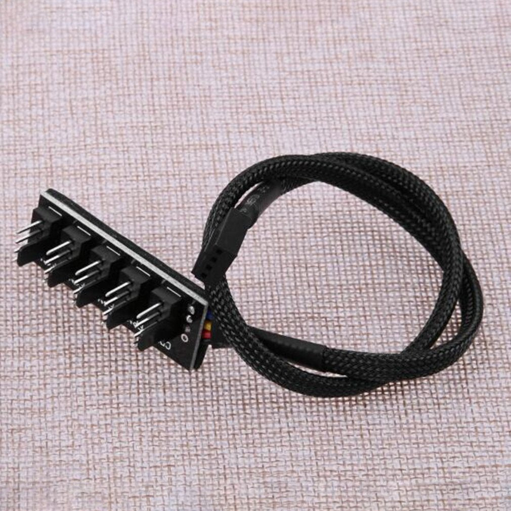 Desktop Computer CPU Chassis Fan 4-Pin PWM 1 to 5 Hub Adapter 3-Pin/4-Pin Cooling Fan Connector