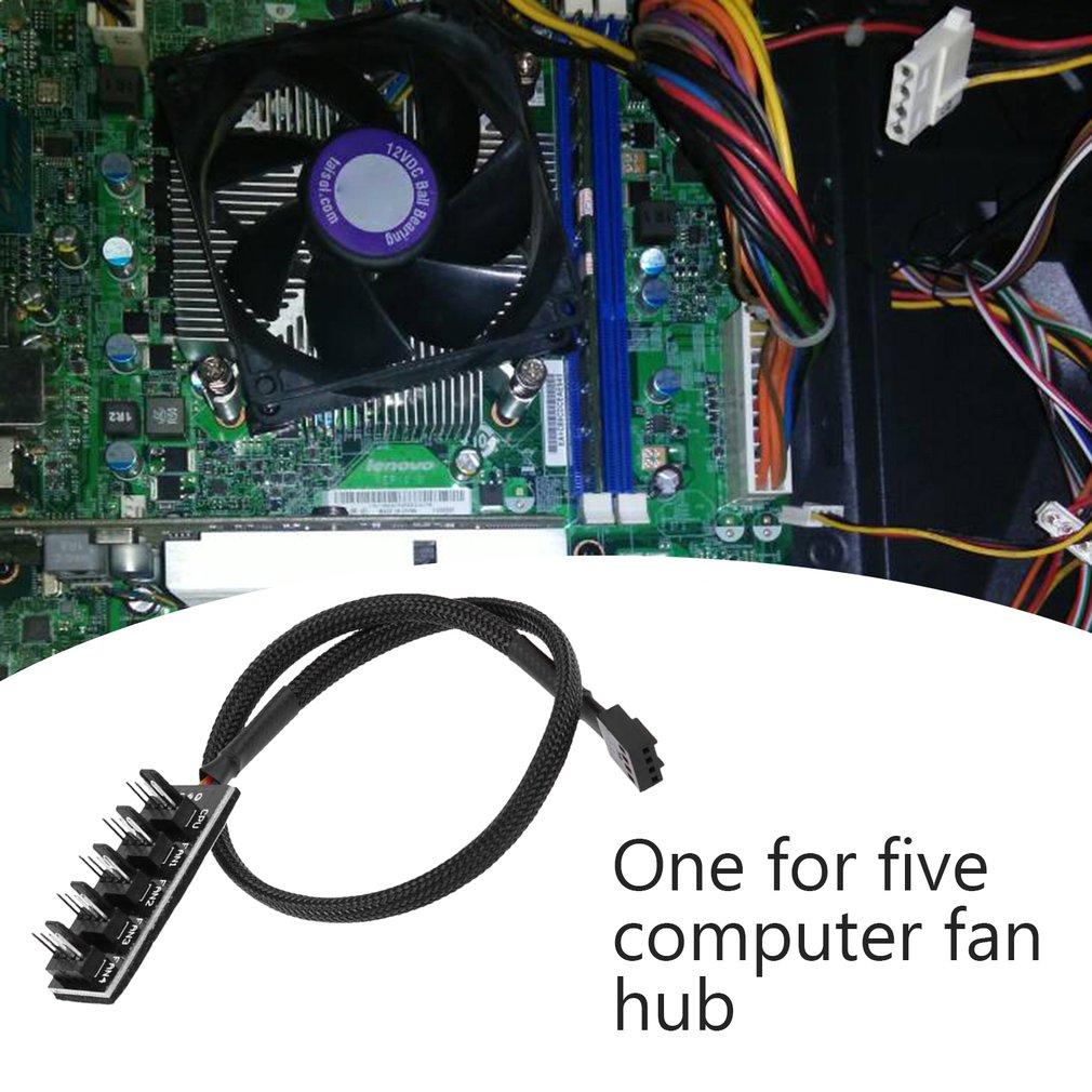 Desktop Computer CPU Chassis Fan 4-Pin PWM 1 to 5 Hub Adapter 3-Pin/4-Pin Cooling Fan Connector