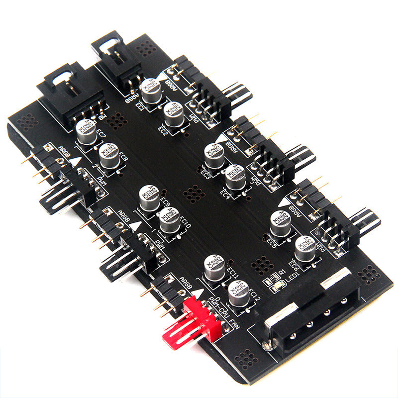 Computer Motherboard IDE 1 to 6 PWM/ARGB Hub 4-Pin Fan Adapter 5V 3-Pin RGB Converter