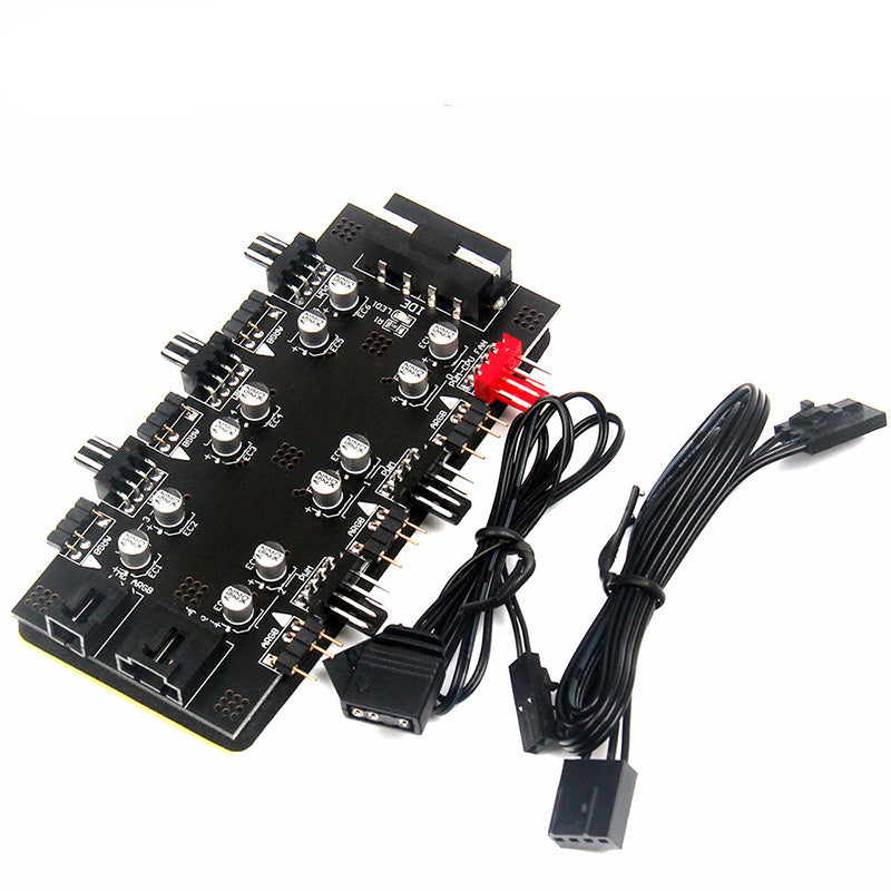 Computer Motherboard IDE 1 to 6 PWM/ARGB Hub 4-Pin Fan Adapter 5V 3-Pin RGB Converter
