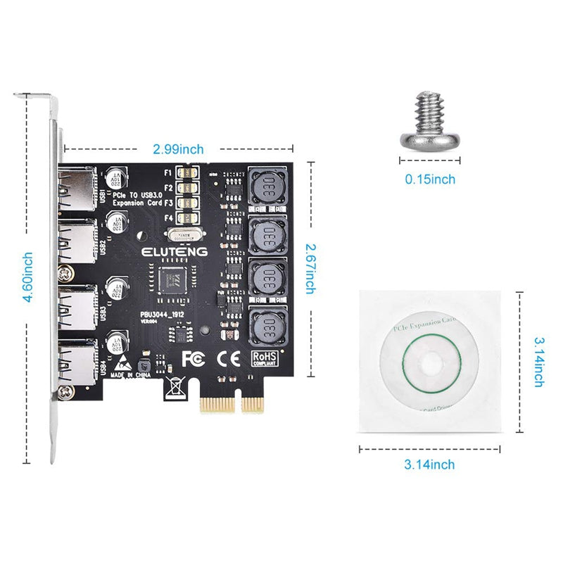 Desktop Computer USB3.0 Express Card Adapter PCI-E to USB3.0 Expansion Card Rear 4-port USB NEC Free Power Supply