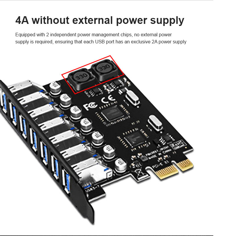 7-port USB 3.0 PCI-E Expansion Card Adapter USB 3.0 Hub External Controller PCI Express Card