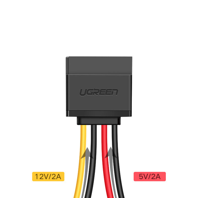 Uniqkart 50398 0.2m SATA 4Pin to Dual 15Pin Power Cable Desktop Host Chassis Computer Connection Solid-state Mechanical Hard Drive Wire