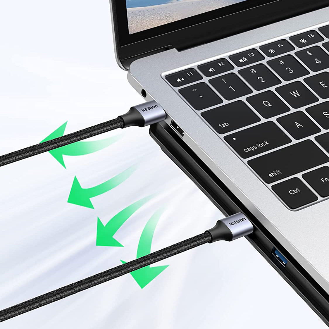 UGREEN 80790 USB 3.0 A to A Cable 1m USB 3.0 to USB 3.0 Cable Male to Male Cable Nylon Braided Cord Compatible for Hard Drive Enclosures DVD Player Laptop