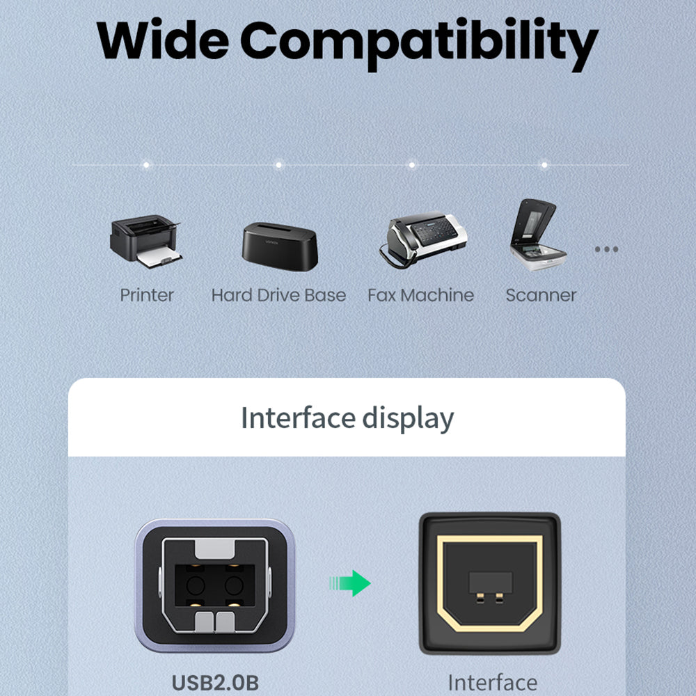 USB 2.0 Type C Printer Adapter USB C Female to USB B Male Converter with Nickel-plated Connector for Printer Hard Drive Base Fax Machine Scanner