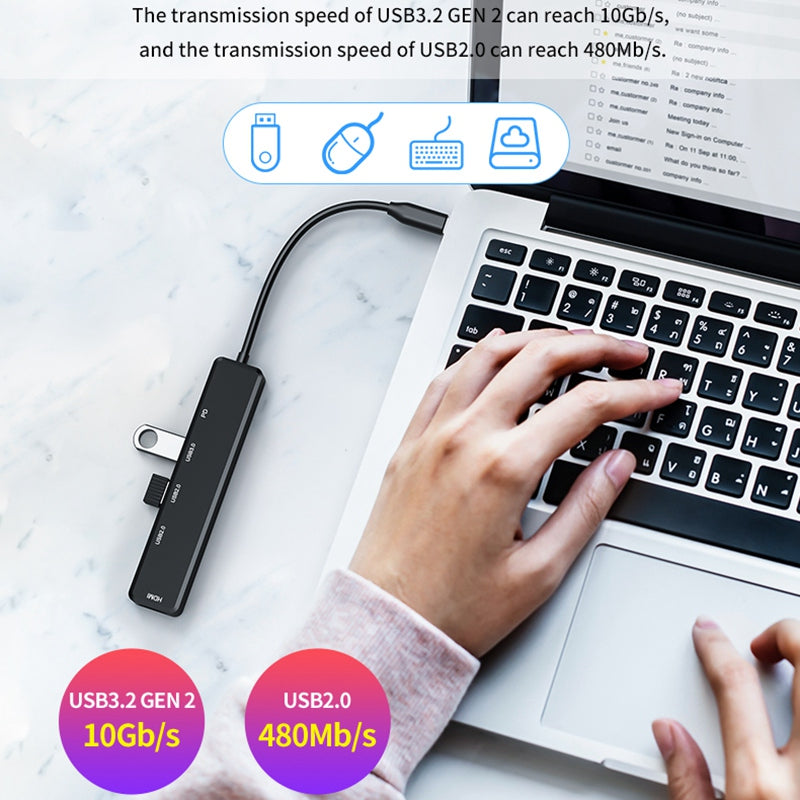 Uniqkart CM070 USB-C Hub 5 in 1 USB C to 2 USB2.0+HD+USB3.0+60W PD Charging Docking Station USB-C Splitter Hub