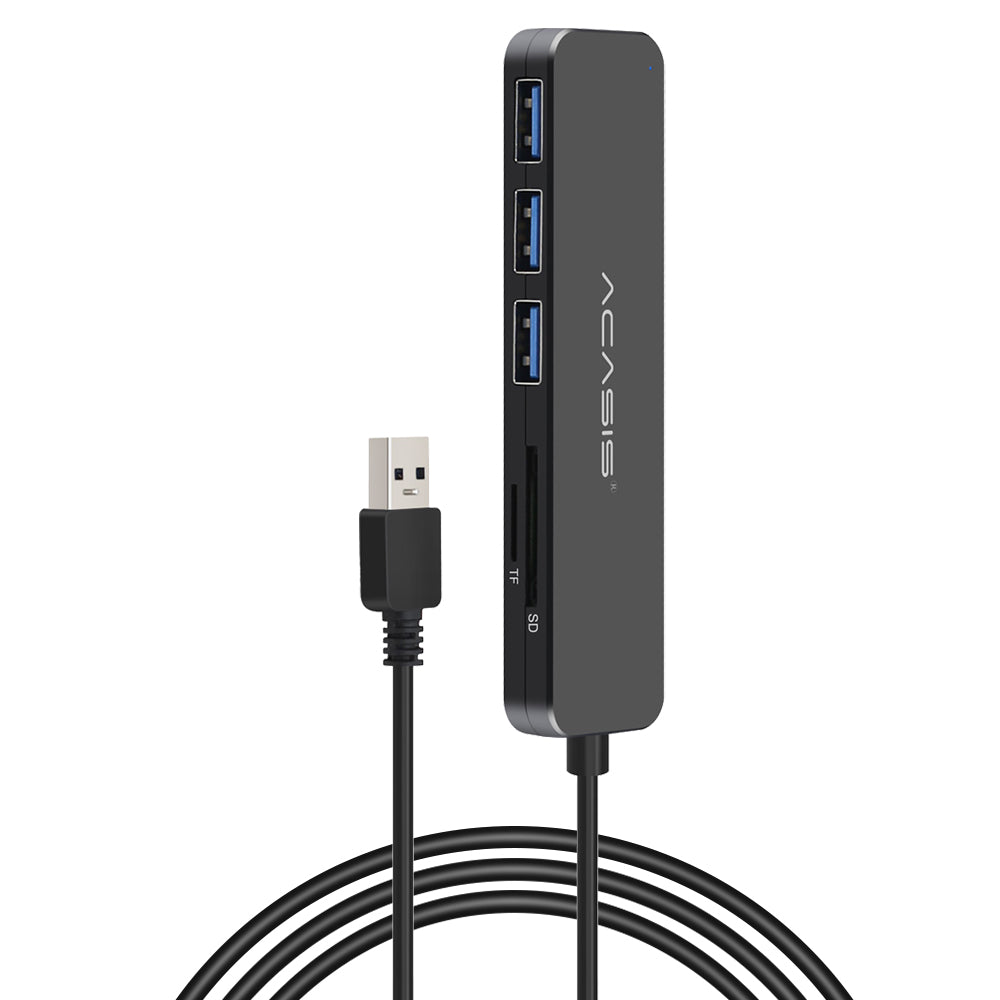AB3-CL42 1.2m USB Hub Cable USB3.0 to 3 USB3.0 + TF/Memory Card Hub Adapter Portable Multi-Port Splitter Data Transfer Support 5Gbps High-Speed Transmission