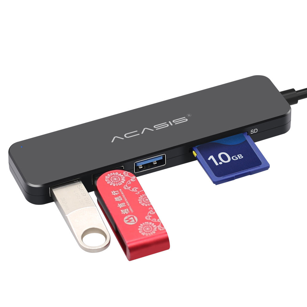 AB3-CL42 1.2m USB Hub Cable USB3.0 to 3 USB3.0 + TF/Memory Card Hub Adapter Portable Multi-Port Splitter Data Transfer Support 5Gbps High-Speed Transmission