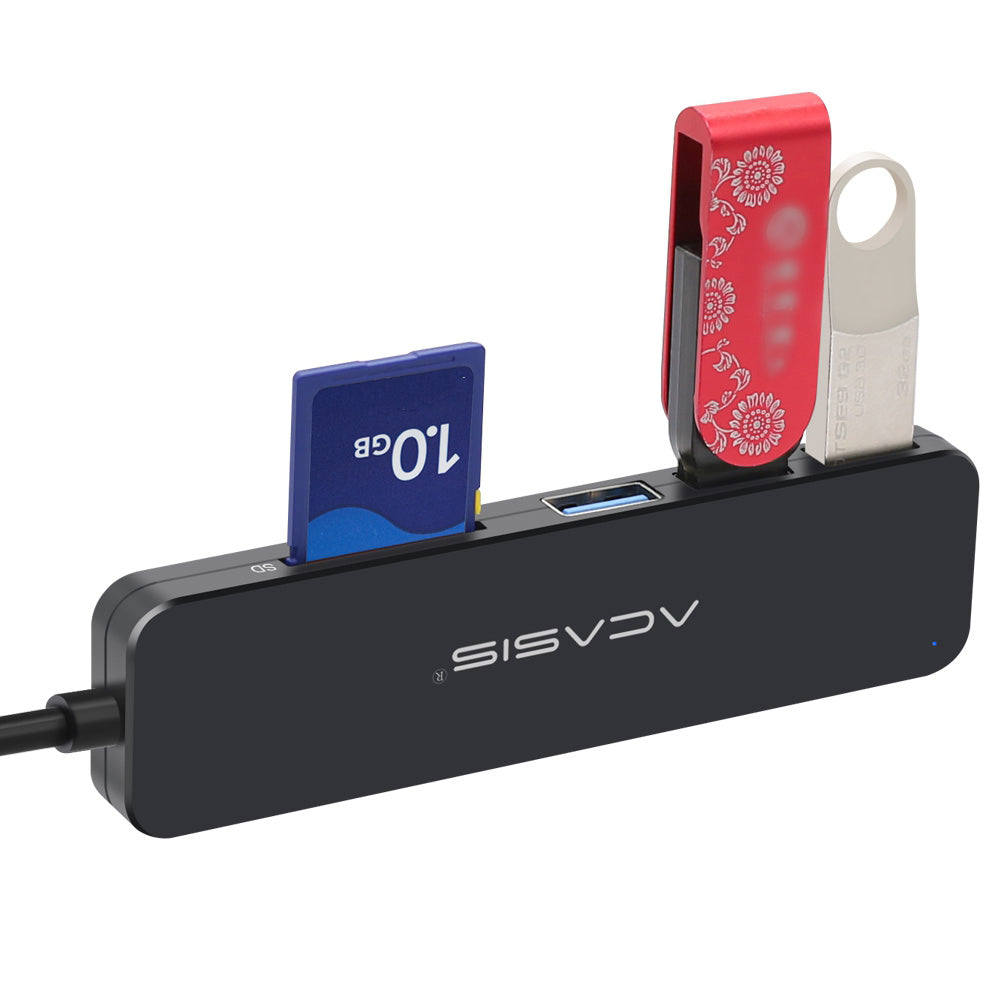 AB3-CL42 1.2m USB Hub Cable USB3.0 to 3 USB3.0 + TF/Memory Card Hub Adapter Portable Multi-Port Splitter Data Transfer Support 5Gbps High-Speed Transmission