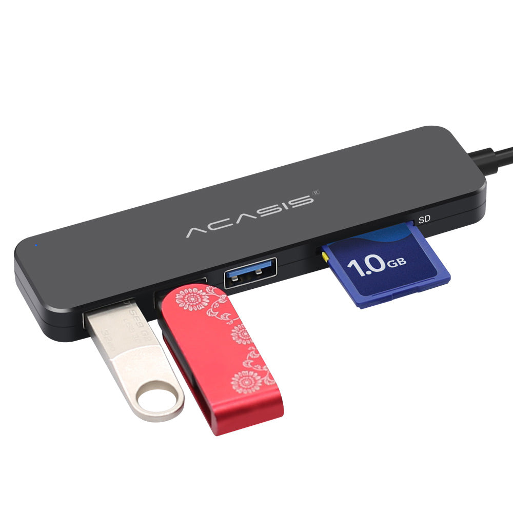 Uniqkart AB3-CL42 0.3m USB Hub Adapter USB3.0 to 3 USB3.0 + TF/Memory Card Hub Converter Portable Multi-Port Splitter 5Gbps High-Speed Data Transfer