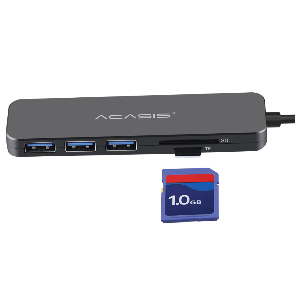 Uniqkart AB3-CL42 0.3m USB Hub Adapter USB3.0 to 3 USB3.0 + TF/Memory Card Hub Converter Portable Multi-Port Splitter 5Gbps High-Speed Data Transfer