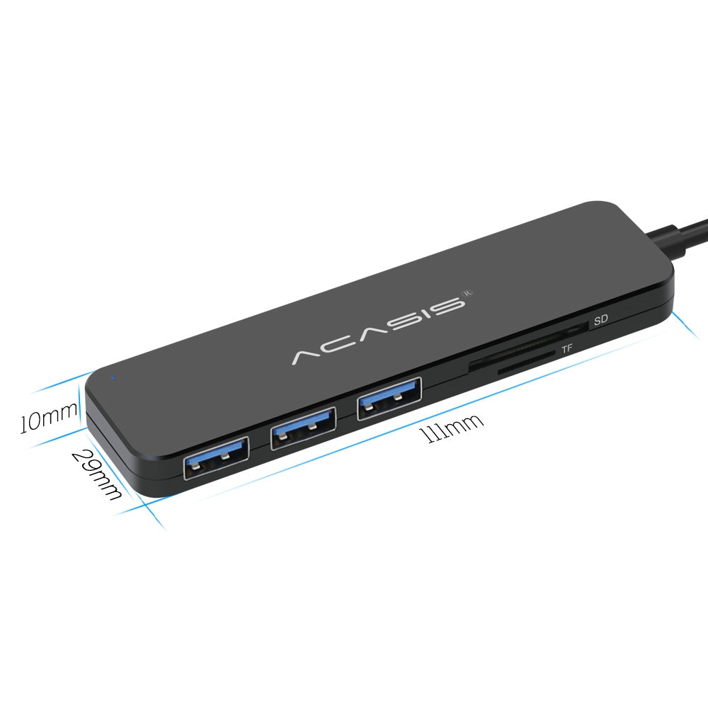 Uniqkart AB3-CL42 0.3m USB Hub Adapter USB3.0 to 3 USB3.0 + TF/Memory Card Hub Converter Portable Multi-Port Splitter 5Gbps High-Speed Data Transfer