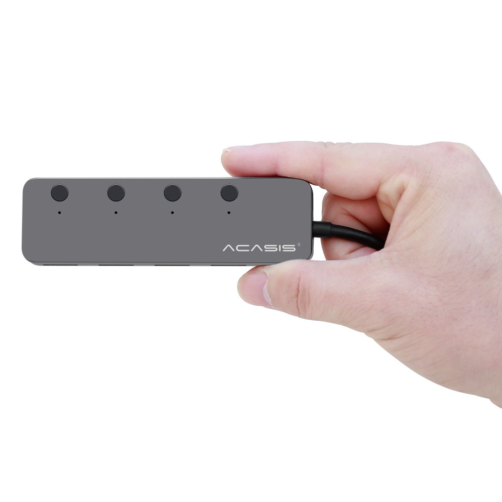 HS080S 1.2m Portable USB Hub USB3.0 to 4 USB3.0 Hub Adapter with Buttons Multi-Port Splitter Data Transfer Support 5Gbps High-Speed Transmission