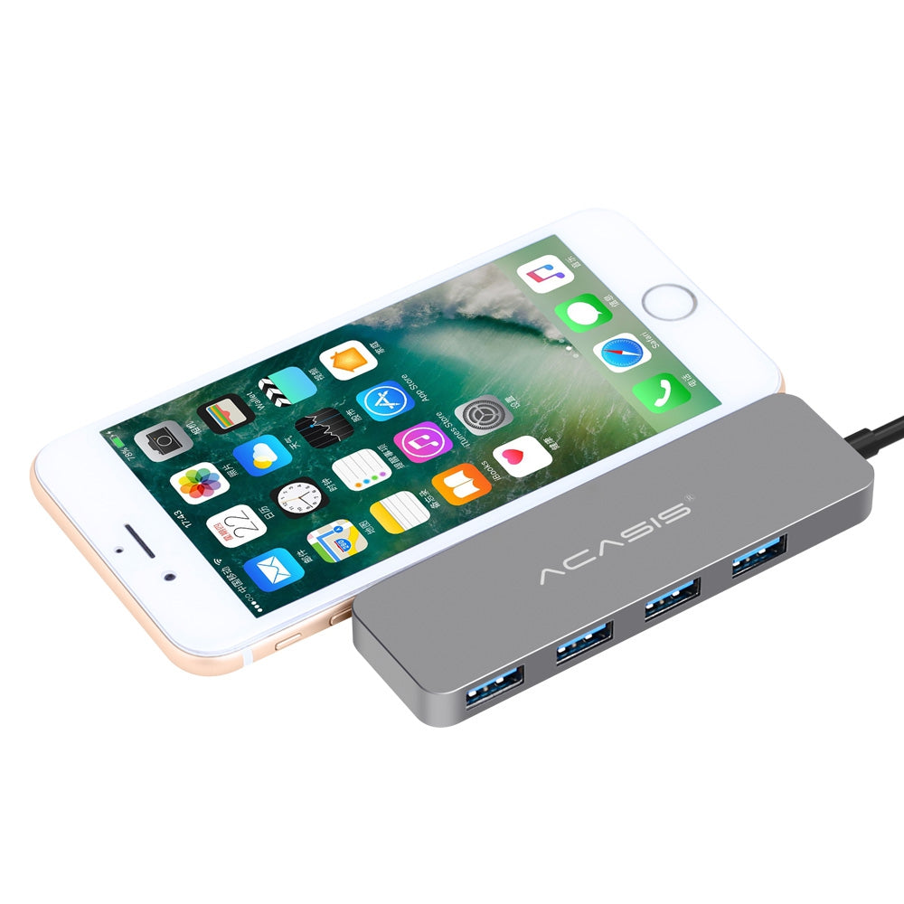 Uniqkart HS080 0.3m Mini USB Hub Cable USB3.0 to 4 USB3.0 Hub Adapter Portable Multi-Port Splitter Data Transfer Support 5Gbps High-Speed Transmission