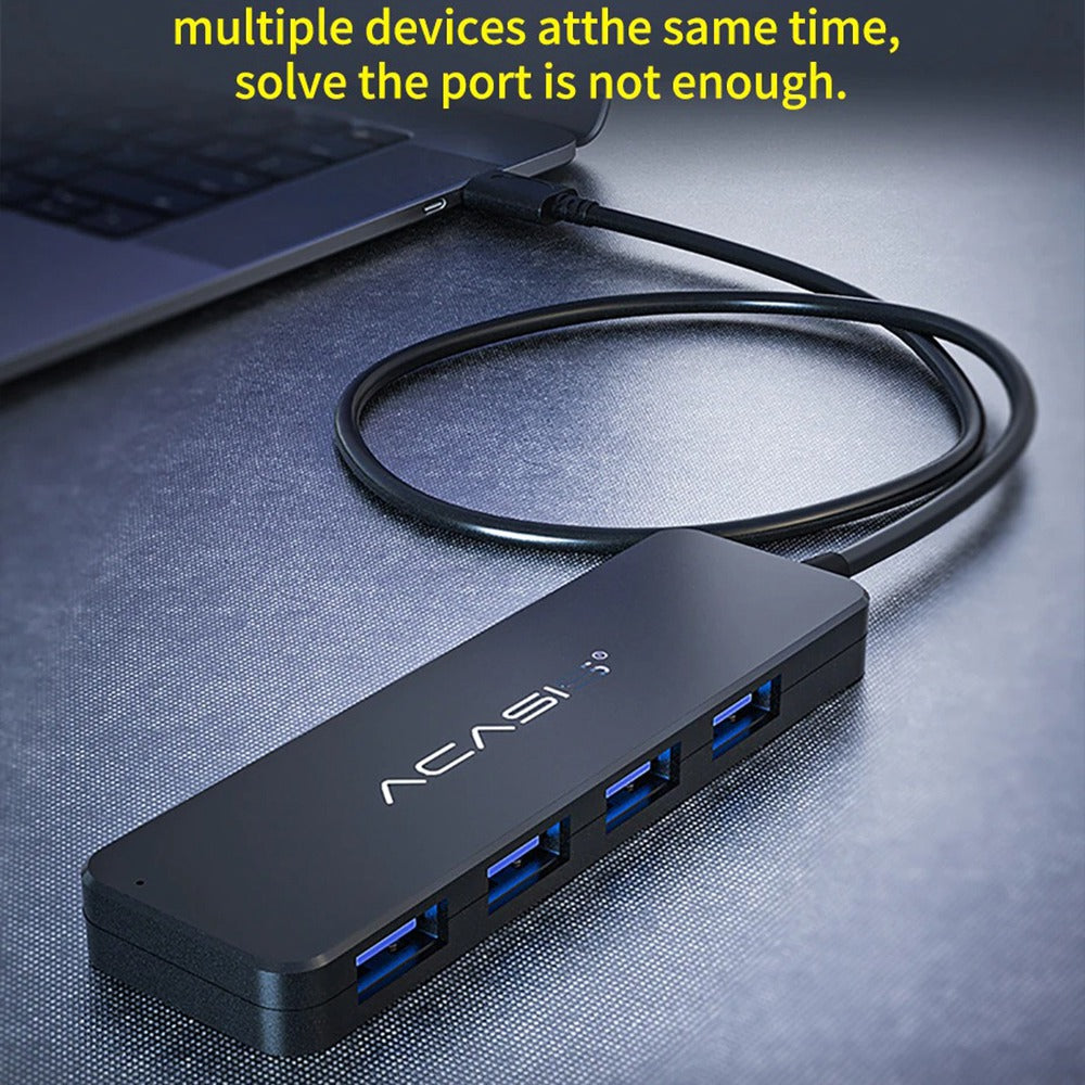 Uniqkart AC3-L412 1.2m USB-C Hub Multi-Port 1 to 4 Type-C Splitter Converter Type-C to 4 USB3.0 Adapter Cable for Tablets Laptops