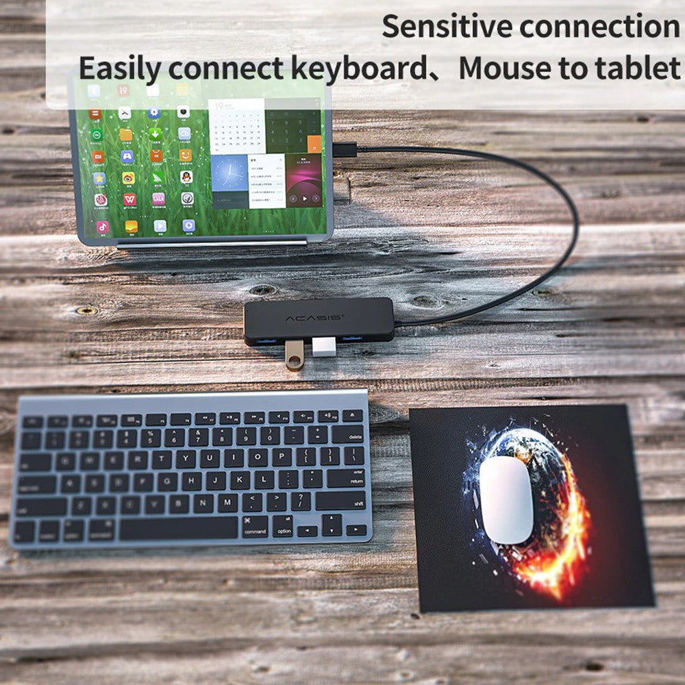 Uniqkart AC3-L412 1.2m USB-C Hub Multi-Port 1 to 4 Type-C Splitter Converter Type-C to 4 USB3.0 Adapter Cable for Tablets Laptops