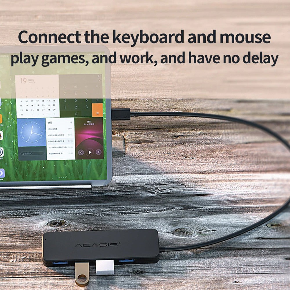 Uniqkart AC2-L42 0.2m Type-C to 4 USB2.0 Hub Adapter Multi-Port USB-C Hub Portable Type-C Splitter Converter 480Mbps Data Transfer