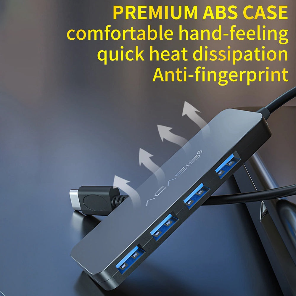 Uniqkart AC2-L42 0.2m Type-C to 4 USB2.0 Hub Adapter Multi-Port USB-C Hub Portable Type-C Splitter Converter 480Mbps Data Transfer