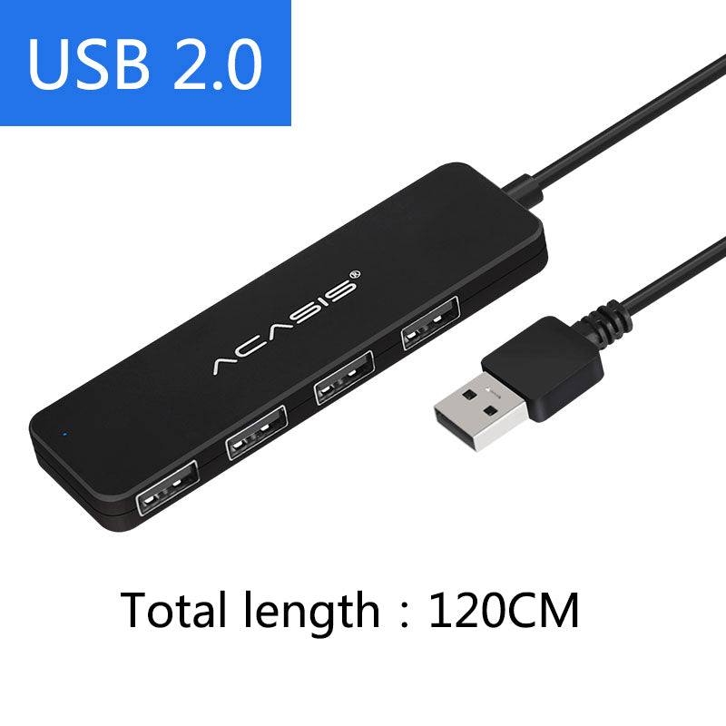 Uniqkart AB2-L412 1.2m Cable 4 Ports USB2.0 Hub 480Mbps Data Transmission USB Hub Splitter