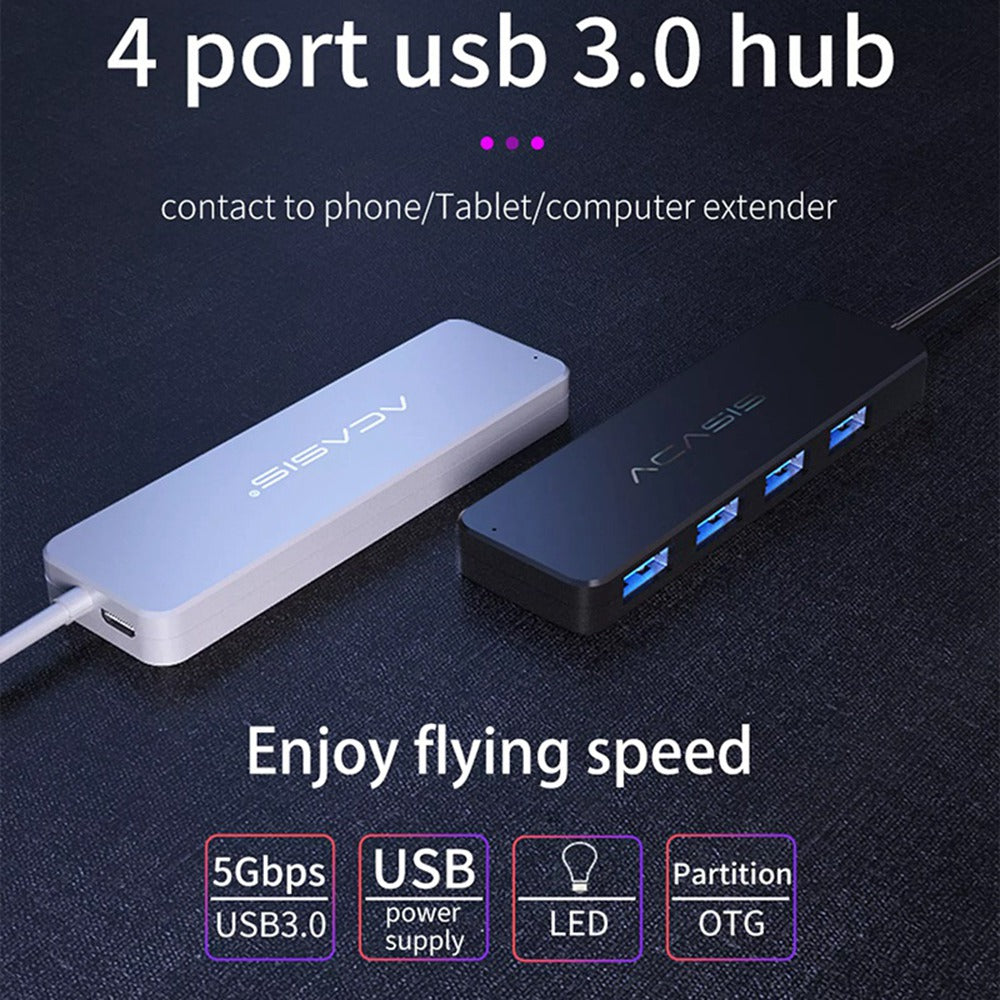 Uniqkart AB3-L46 0.6m Cable 4 Ports USB3.0 5Gbps High Speed Transmission USB Hub Splitter