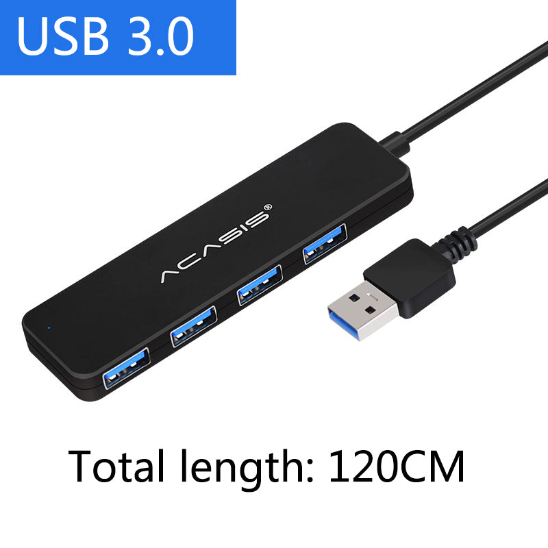 Uniqkart AB3-L412 1.2m Cable 4 Ports USB3.0 Hub Splitter 5Gbps Data Transmission Laptop Computer USB Hub