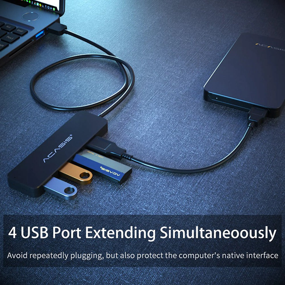 Uniqkart AB3-L42 0.2m Cable 4 Ports USB3.0 Splitter Computer Laptop 5Gbps High Speed Transmission USB Hub