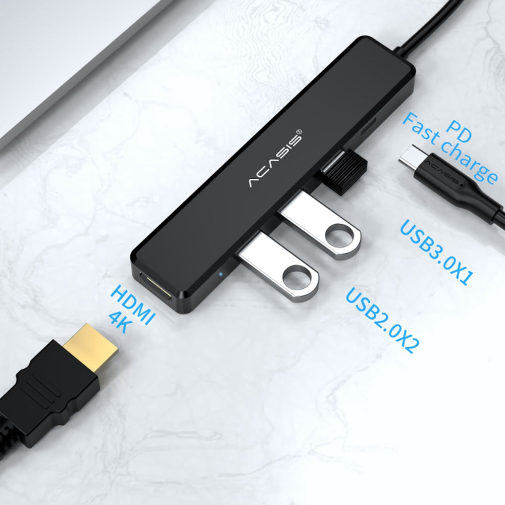 Uniqkart CM069 6 in 1 Type C to USB 2.0 HDMI Hub Dock USB-C Type A 3.0 Splitter TF/SD Card Reader Support PD 60W Charging