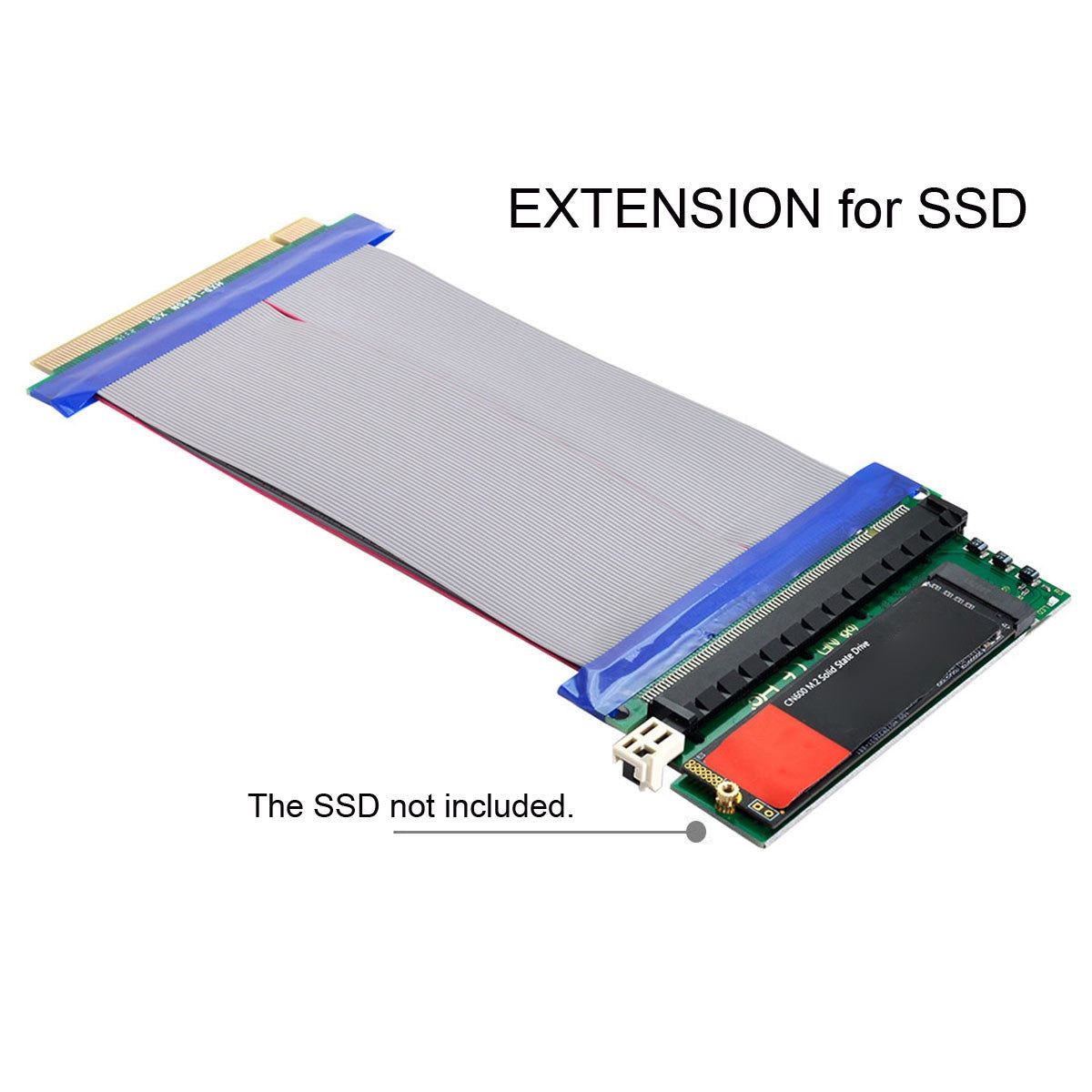 EP-075+SA-001 NGFF M-key NVME AHCI SSD to PCI-E 3.0 X16 Vertical Adapter with PCI-E 16X Extension Cable